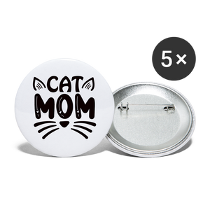 6001 Cat Mom in Black 5pk of 2.2" BUTTONS - white