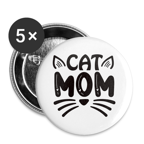 6001 Cat Mom in Black 5pk of 2.2" BUTTONS - white