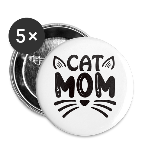 6001 Cat Mom in Black 5pk of 2.2" BUTTONS - white