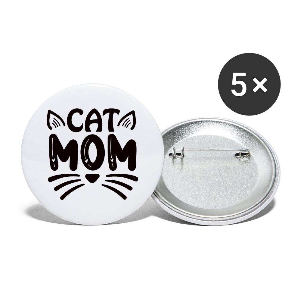 6001 Cat Mom in Black 5pk of 1" BUTTONS - white