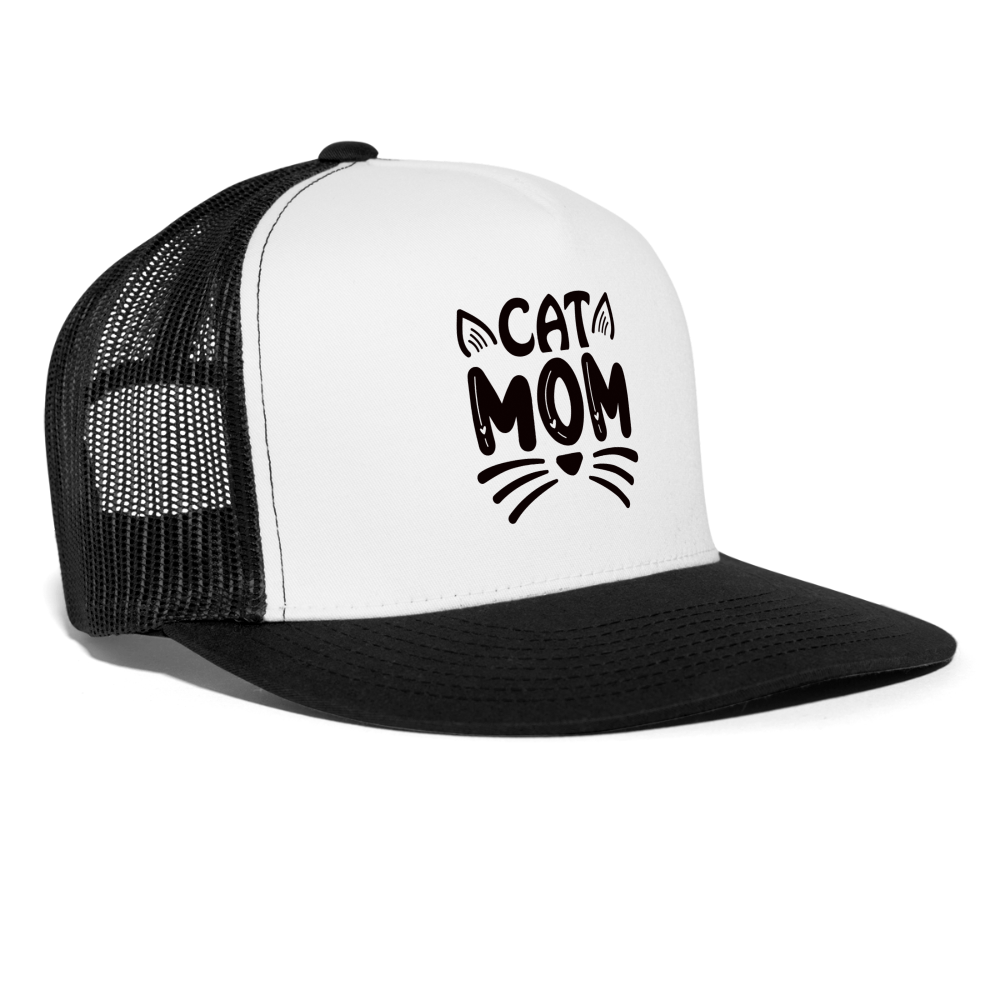 6001 Cat Mom in Black TRUCKER CAP - white/black