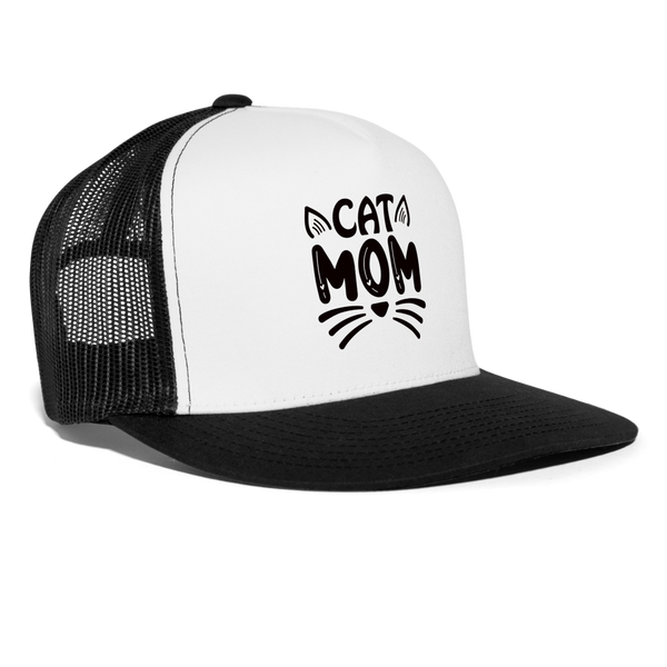 6001 Cat Mom in Black TRUCKER CAP - white/black