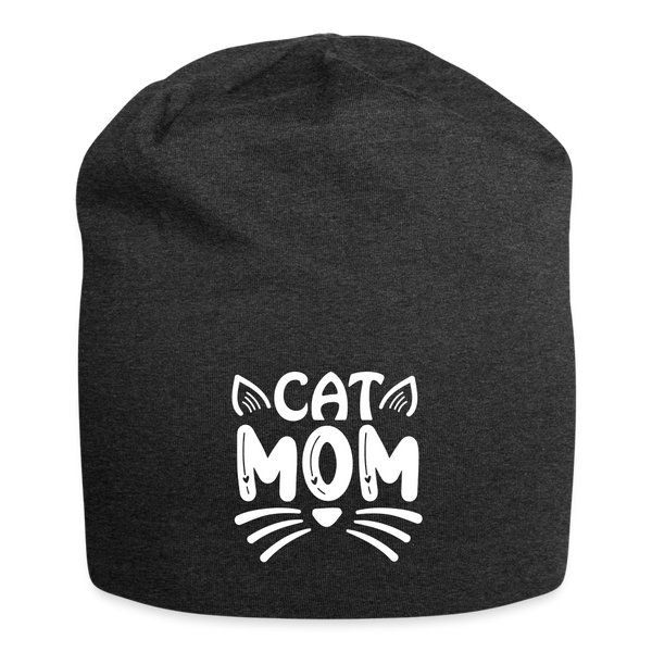 6001 Cat Mom JERSEY BEANIE - charcoal grey