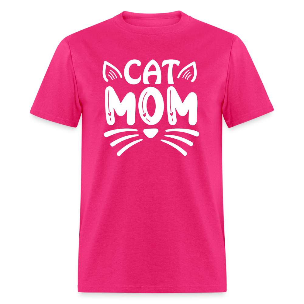 6001 1/4S Cat Mom TSHIRT - fuchsia