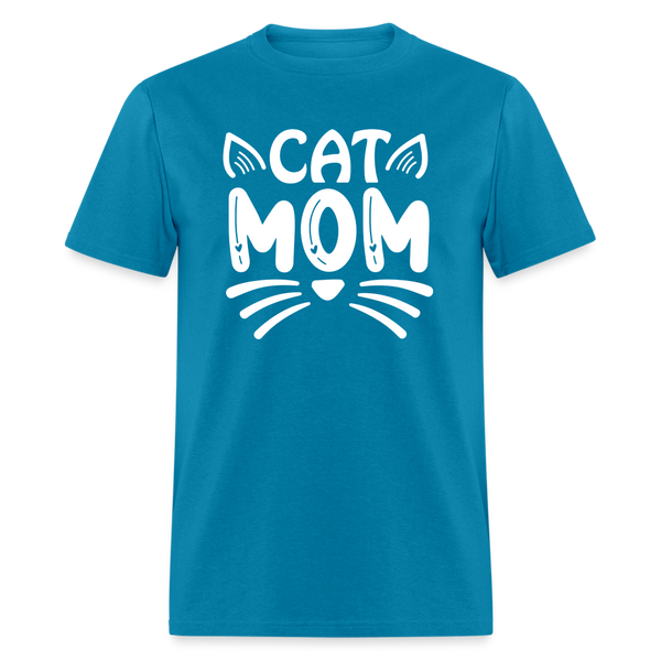 6001 1/4S Cat Mom TSHIRT - turquoise