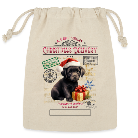 5003 Black Puppy SANTA SACK - Natural