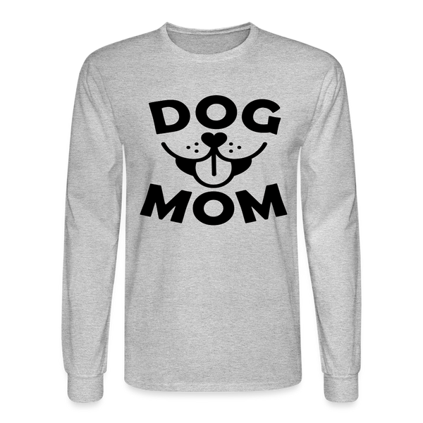 6766 4/4S Dog Face Mom in Black TSHIRT - heather gray