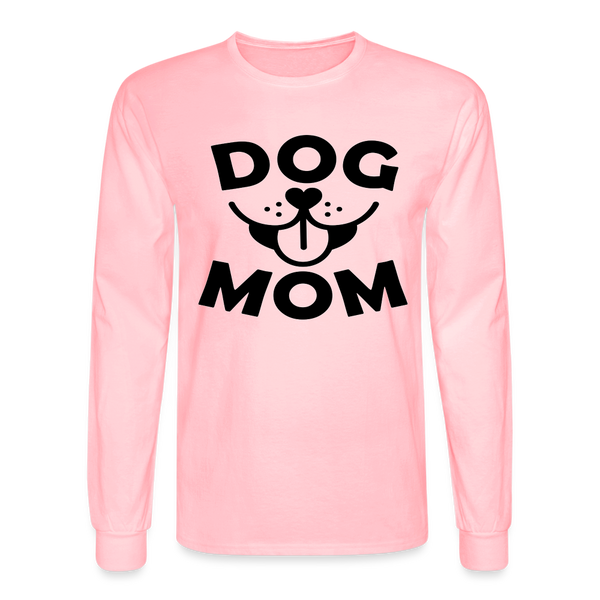 6766 4/4S Dog Face Mom in Black TSHIRT - pink