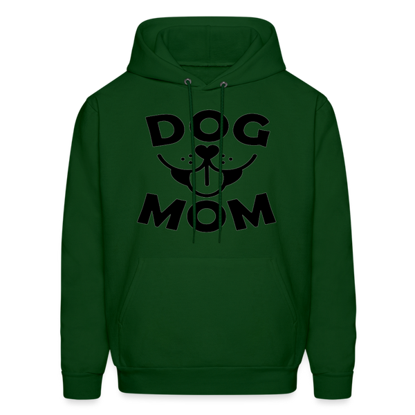 6766 4/4S Dog Face Mom in Black HOODIE - forest green