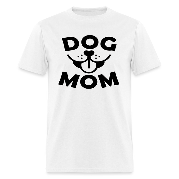 6766 1/4S Dog Face Mom in Black TSHIRT - white