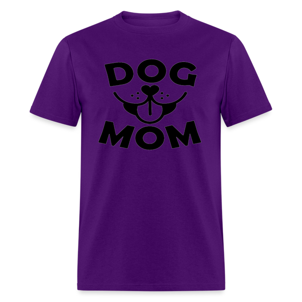 6766 1/4S Dog Face Mom in Black TSHIRT - purple