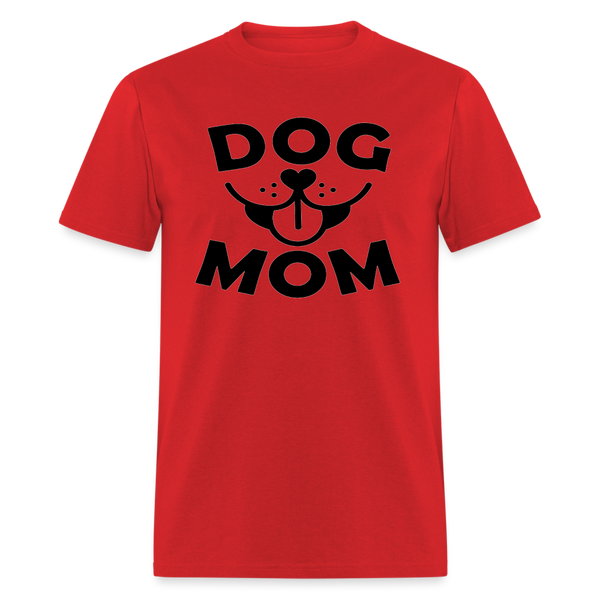 6766 1/4S Dog Face Mom in Black TSHIRT - red