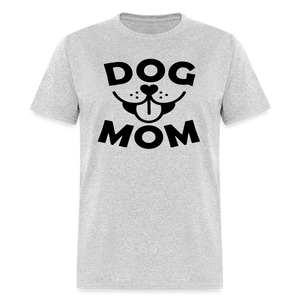 6766 1/4S Dog Face Mom in Black TSHIRT - heather gray