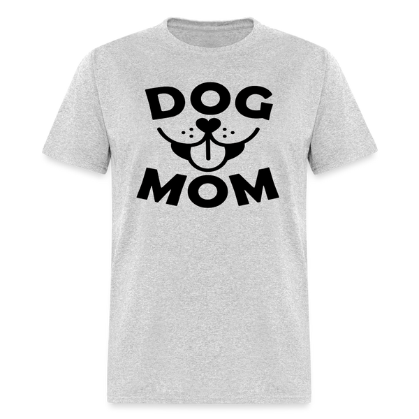 6766 1/4S Dog Face Mom in Black TSHIRT - heather gray