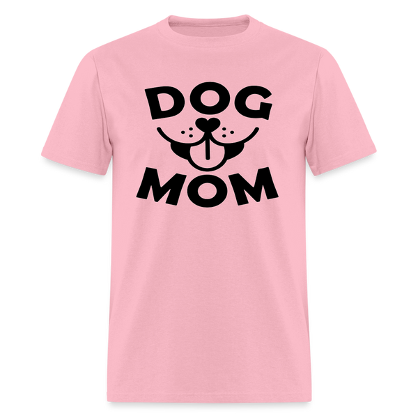 6766 1/4S Dog Face Mom in Black TSHIRT - pink