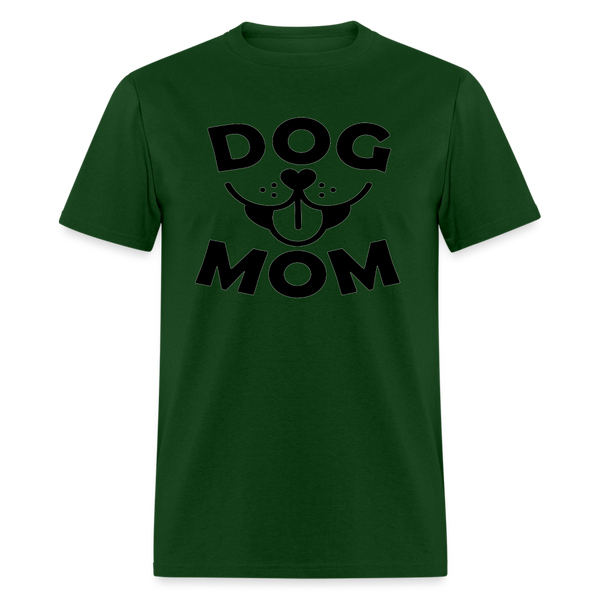 6766 1/4S Dog Face Mom in Black TSHIRT - forest green