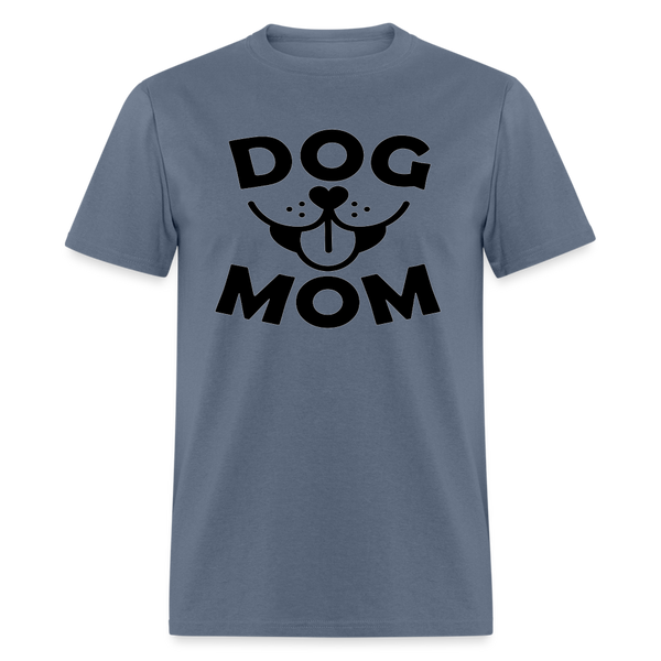 6766 1/4S Dog Face Mom in Black TSHIRT - denim