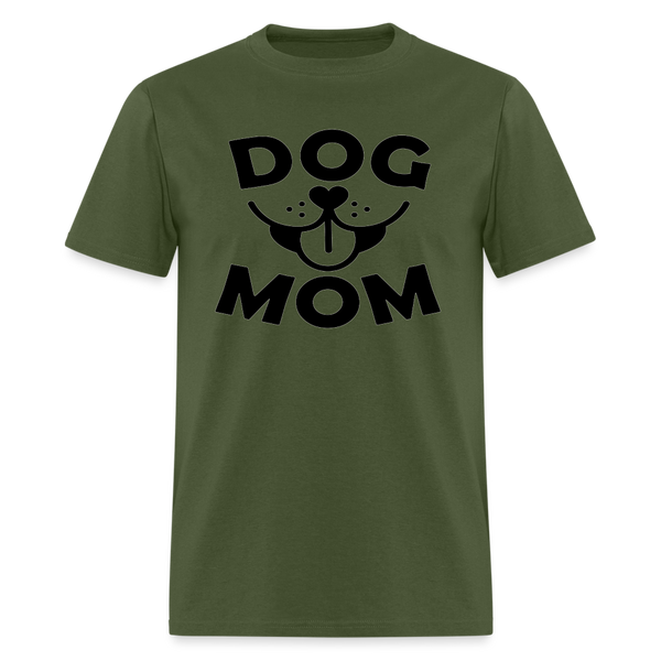 6766 1/4S Dog Face Mom in Black TSHIRT - military green