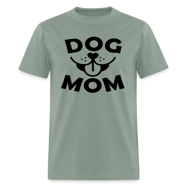 6766 1/4S Dog Face Mom in Black TSHIRT - sage