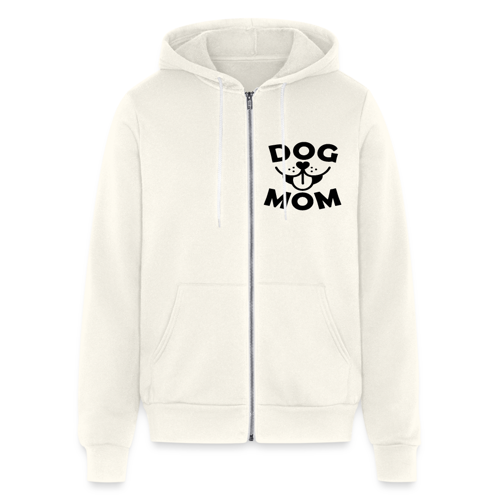 6766 Dog Face Mom in Black on Front UNISEX ZIP HOODIE - vintage white