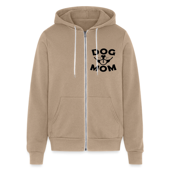 6766 Dog Face Mom in Black on Front UNISEX ZIP HOODIE - tan