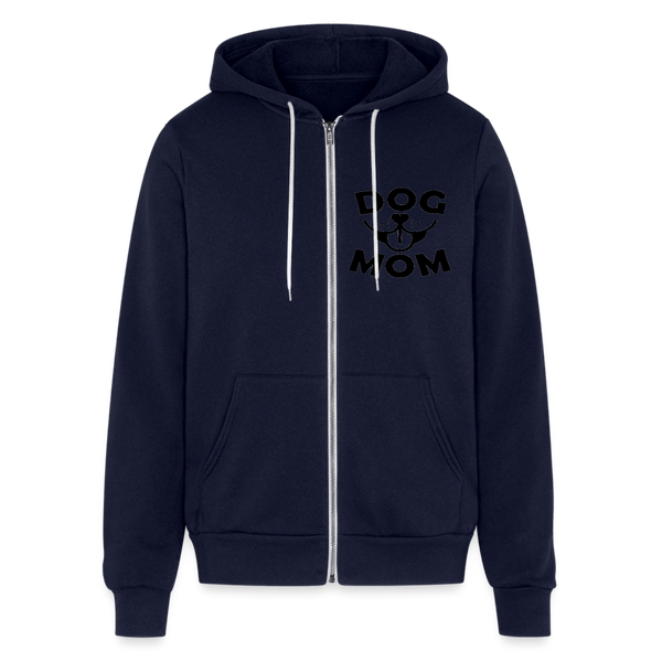 6766 Dog Face Mom in Black on Front UNISEX ZIP HOODIE - navy