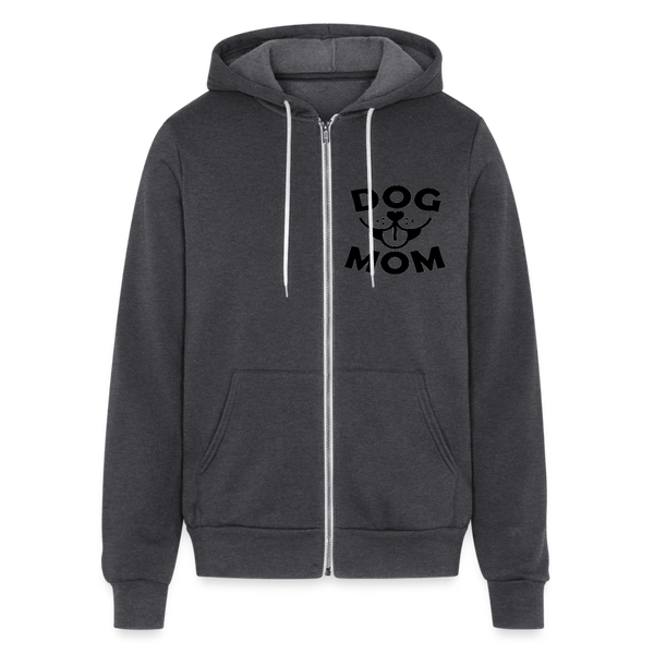 6766 Dog Face Mom in Black on Front UNISEX ZIP HOODIE - charcoal grey