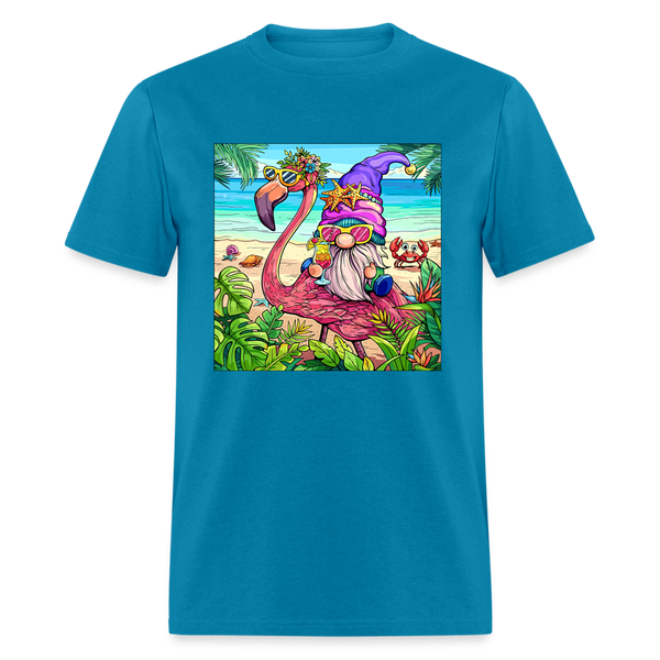 66002 1/4S Flamingo Gnome TSHIRT - turquoise