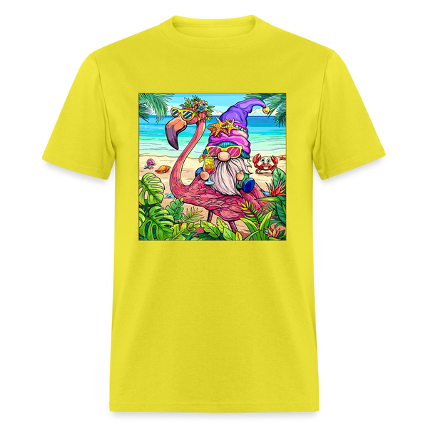 66002 1/4S Flamingo Gnome TSHIRT - yellow