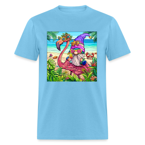 66002 1/4S Flamingo Gnome TSHIRT - aquatic blue