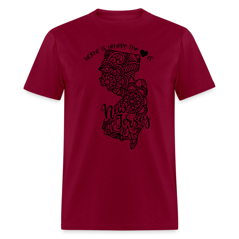 1183 1/4S Home Is New Jersey TSHIRT - burgundy