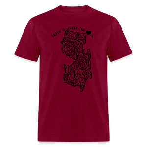 1183 1/4S Home Is New Jersey TSHIRT - burgundy