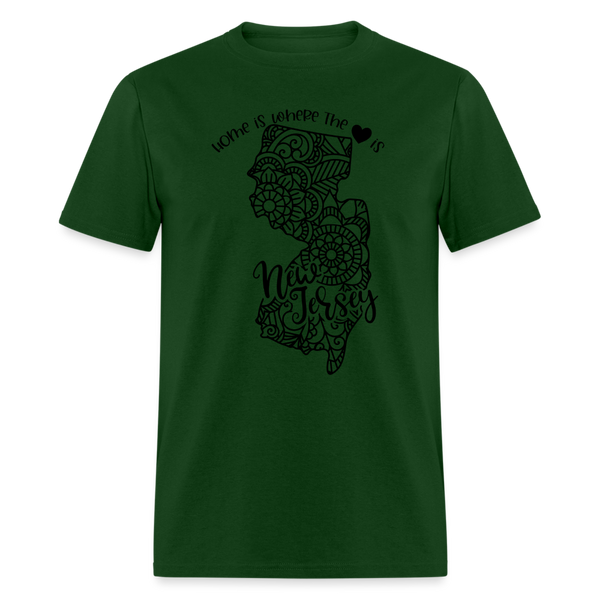 1183 1/4S Home Is New Jersey TSHIRT - forest green