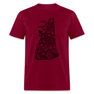 1182 1/4S Home Is New Hampshire TSHIRT - burgundy