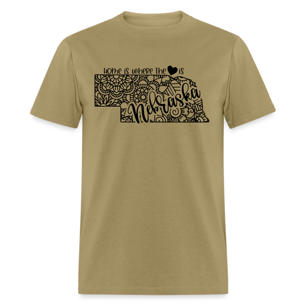 1180 1/4S Home Is Nebraska TSHIRT - khaki