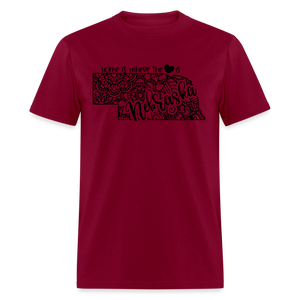 1180 1/4S Home Is Nebraska TSHIRT - burgundy