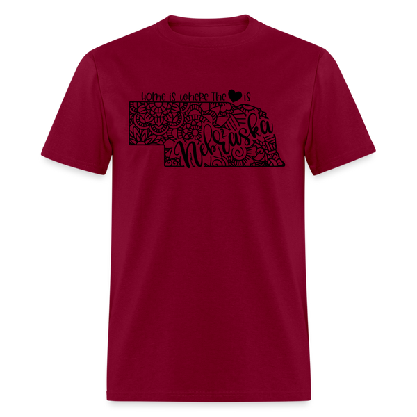 1180 1/4S Home Is Nebraska TSHIRT - burgundy