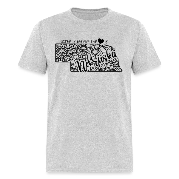 1180 1/4S Home Is Nebraska TSHIRT - heather gray