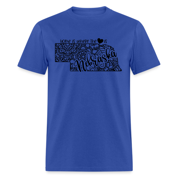 1180 1/4S Home Is Nebraska TSHIRT - royal blue