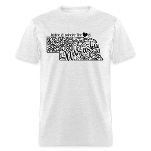 1180 1/4S Home Is Nebraska TSHIRT - light heather gray