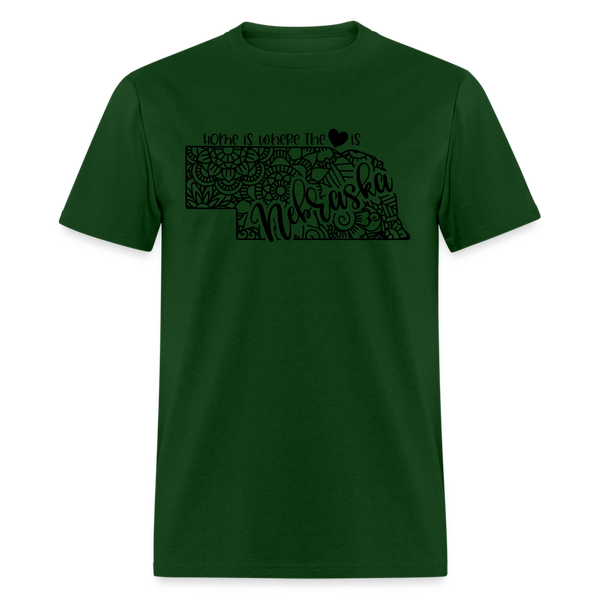 1180 1/4S Home Is Nebraska TSHIRT - forest green