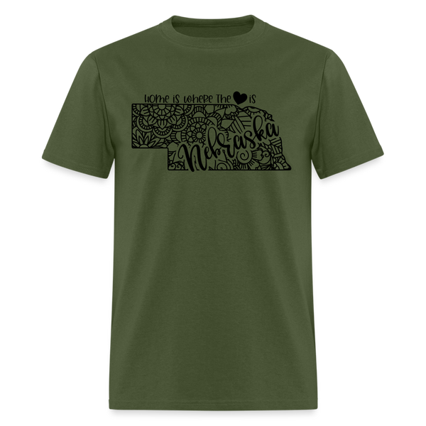 1180 1/4S Home Is Nebraska TSHIRT - military green