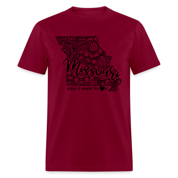 1178 1/4S Home Is Missouri TSHIRT - burgundy