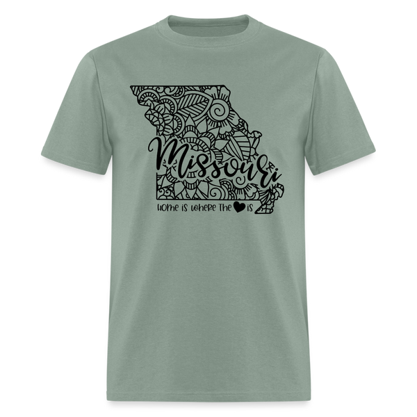 1178 1/4S Home Is Missouri TSHIRT - sage