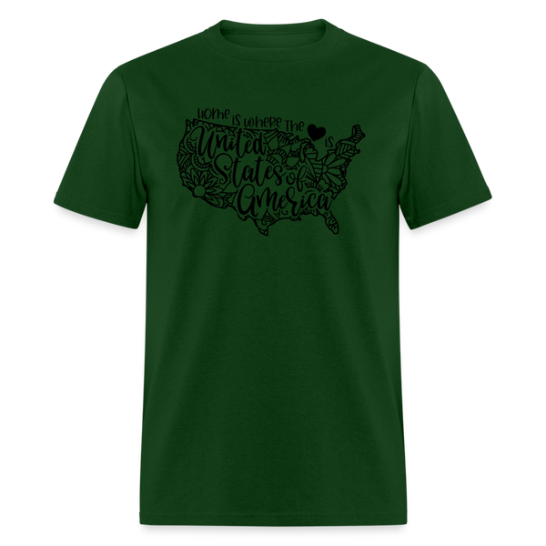 1261 1/4S Home Is USA TSHIRT - forest green