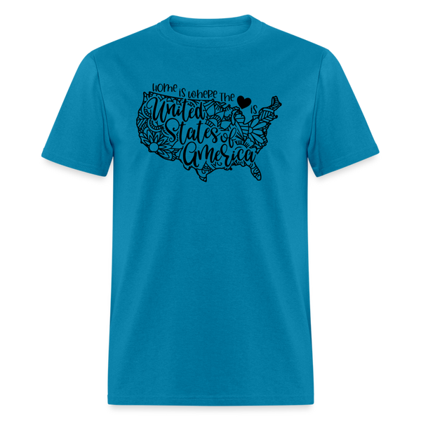 1261 1/4S Home Is USA TSHIRT - turquoise