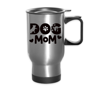 6797 Dog Mom in Black TRAVEL MUG - silver