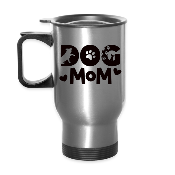 6797 Dog Mom in Black TRAVEL MUG - silver