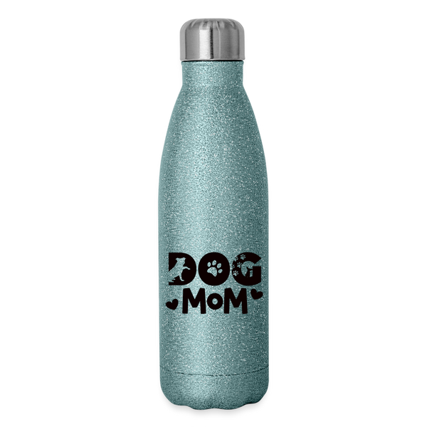 6797 Dog Mom in Black 17oz INSULATED WATER BOTTLE - turquoise glitter