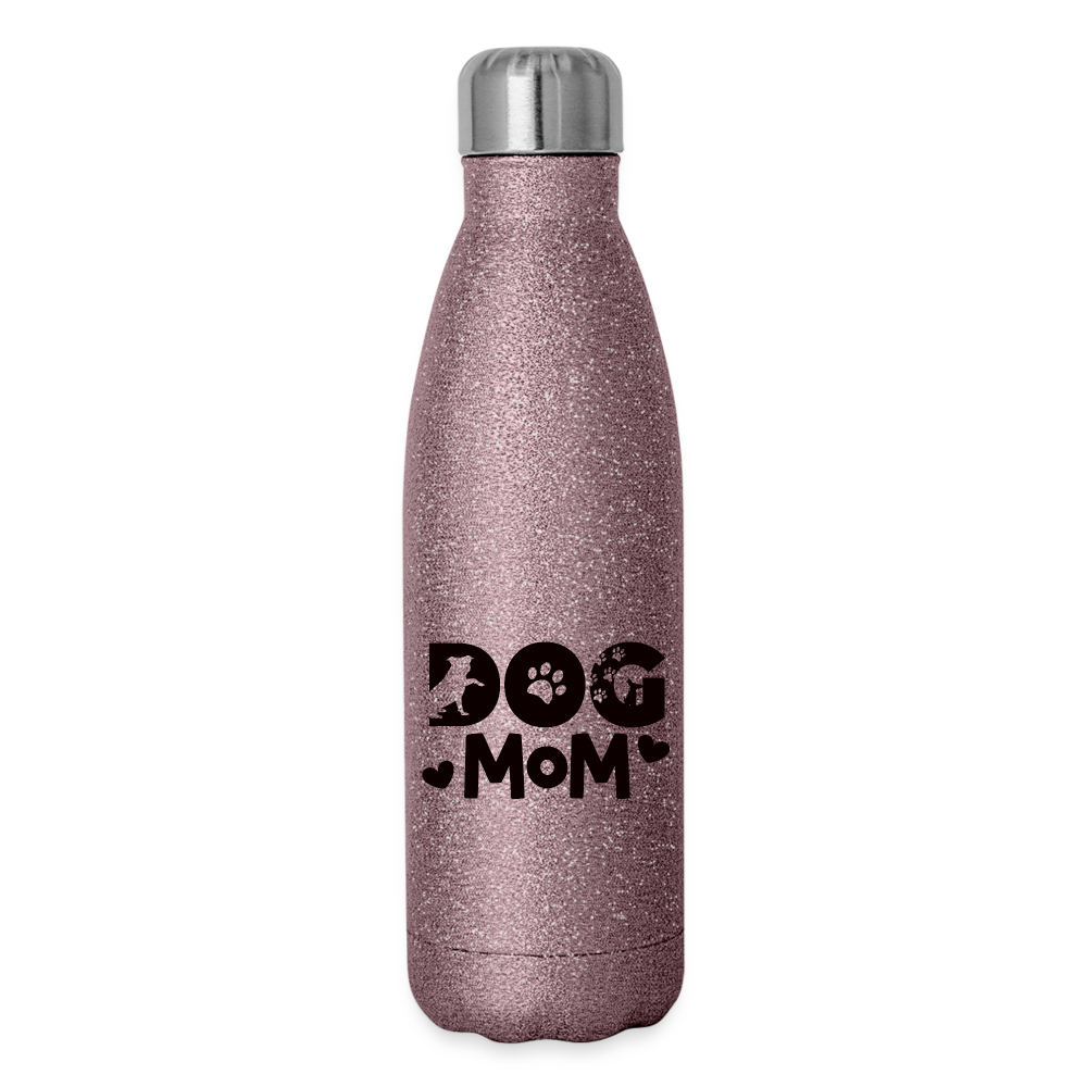 6797 Dog Mom in Black 17oz INSULATED WATER BOTTLE - pink glitter